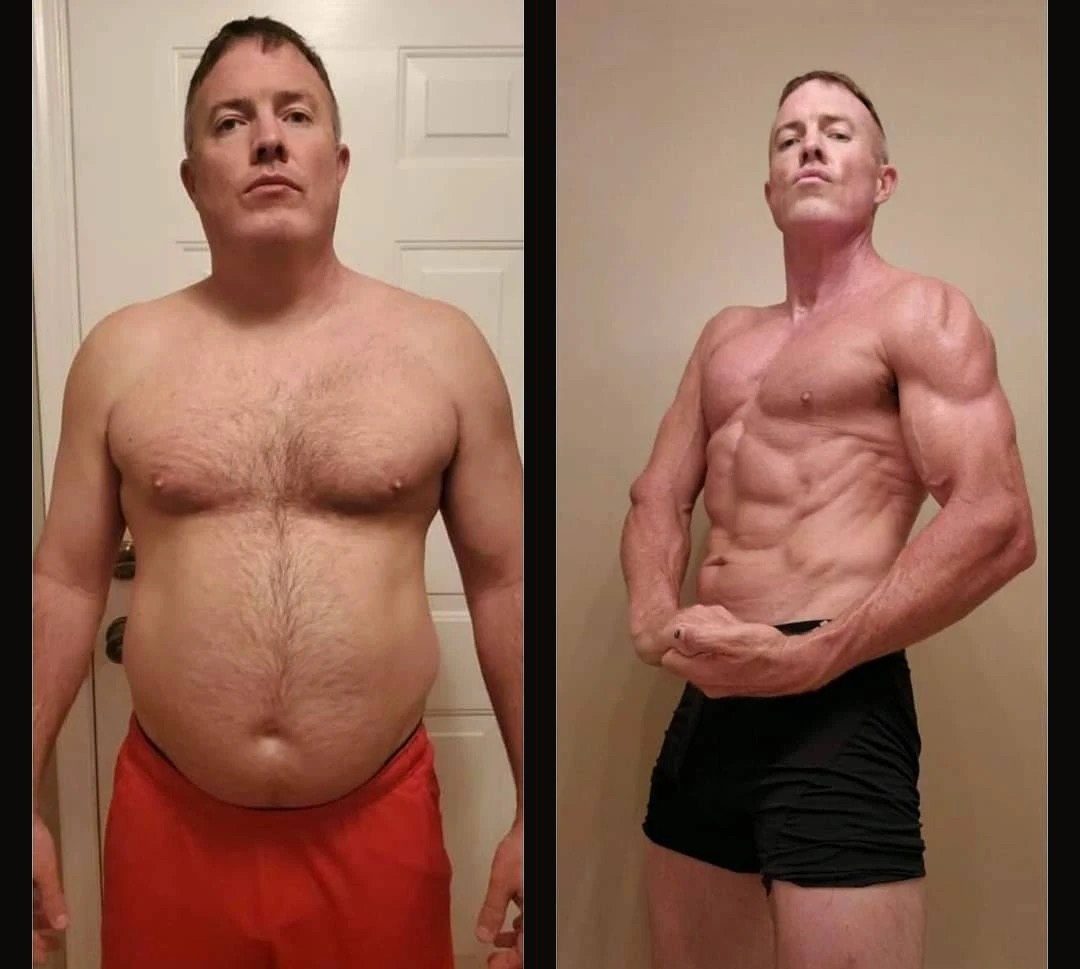 BJ Barrett's before-and-after physical transformation